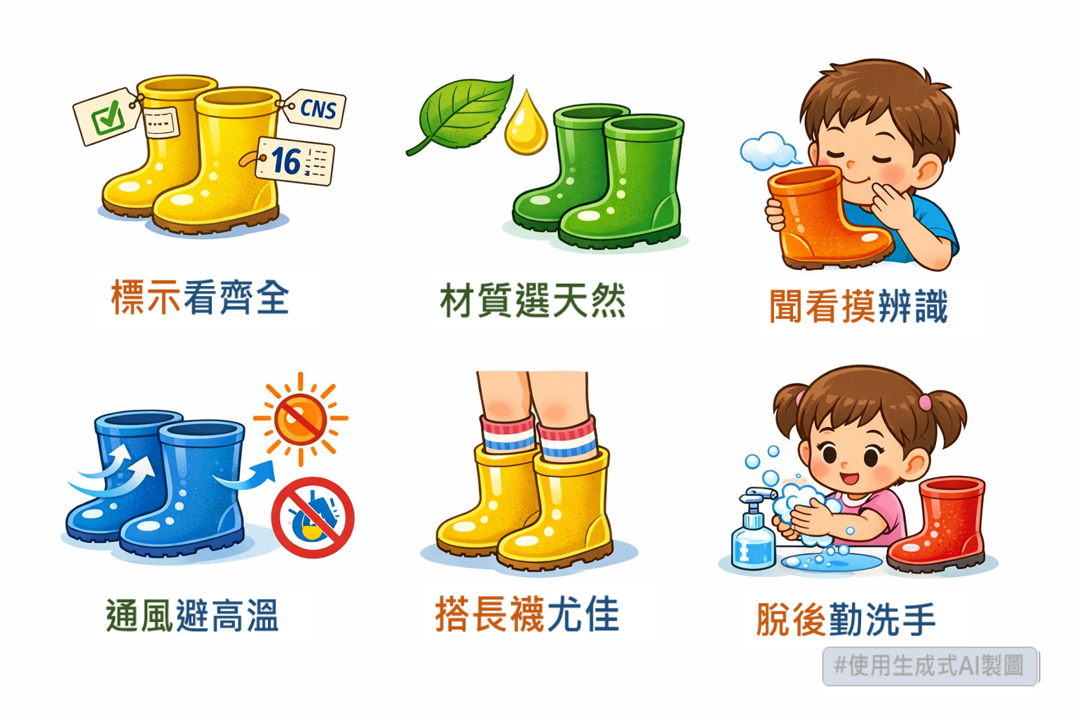 經濟部標準局提醒「兒童雨鞋」穿著注意事項